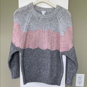 Lascana Gray and Pink Women's Crew Neck Sweater